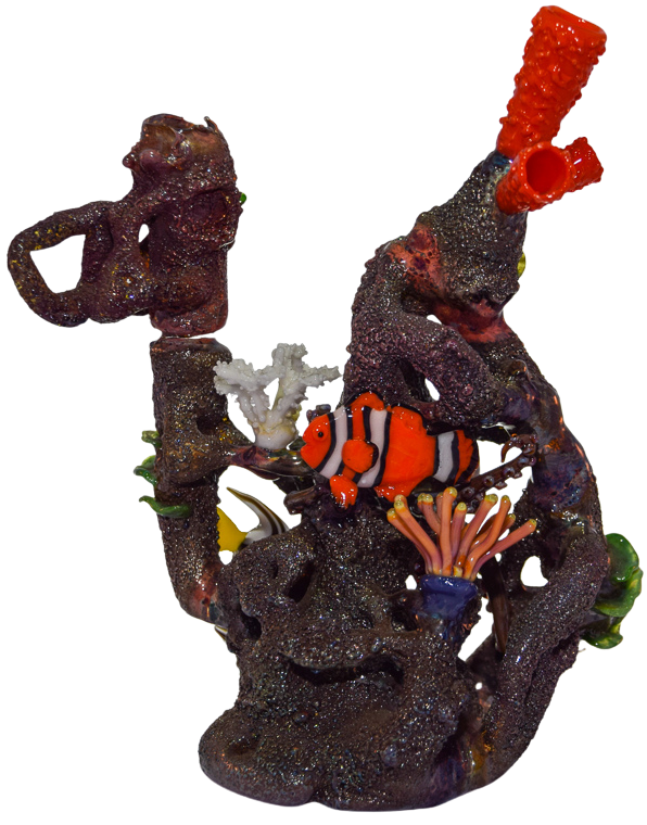 Heady handblown glass art piece by an American glass artist